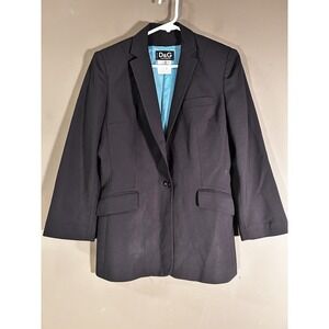 Dolce & Gabbana Womens Black 1 Button Wool Blend Blazer Sport Coat Jacket Sz 42